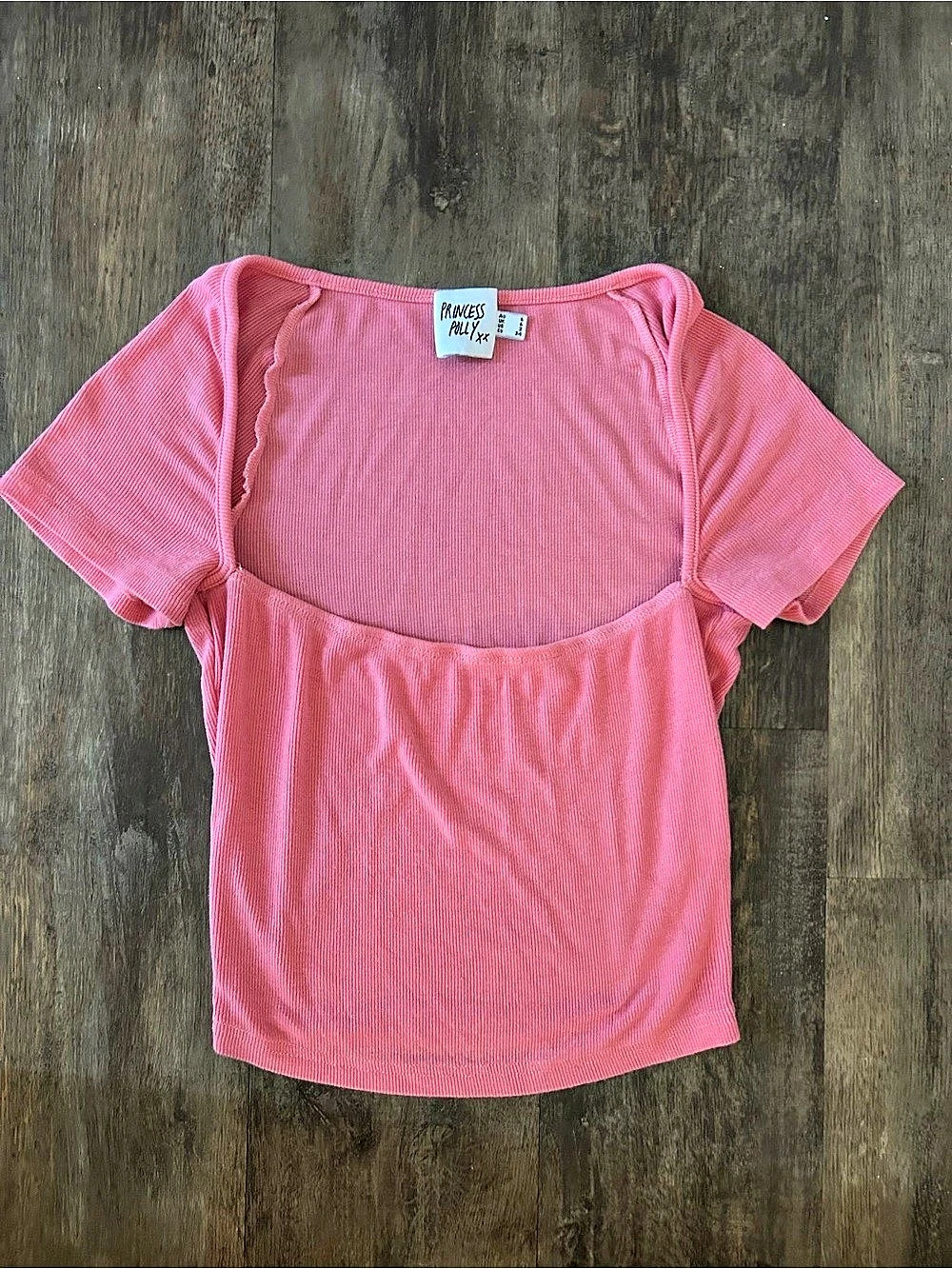 Princess Polly Baseline Square Neck Rib Top Pink